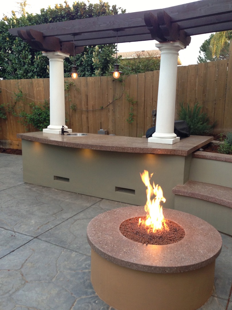 Fire pit and outdoor kitchen