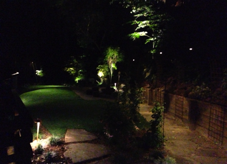 Landscape lighting at night